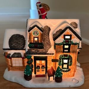 Starbucks Barista 2001 Lighted Christmas House Santa Sumatra Christmas Blend